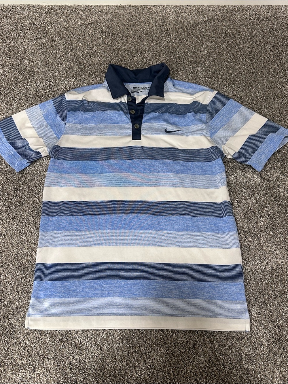 Nike Blue & White Striped Polo